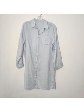 Monoprix Premium Light Blue Linen Shirt Dress Size 38/40